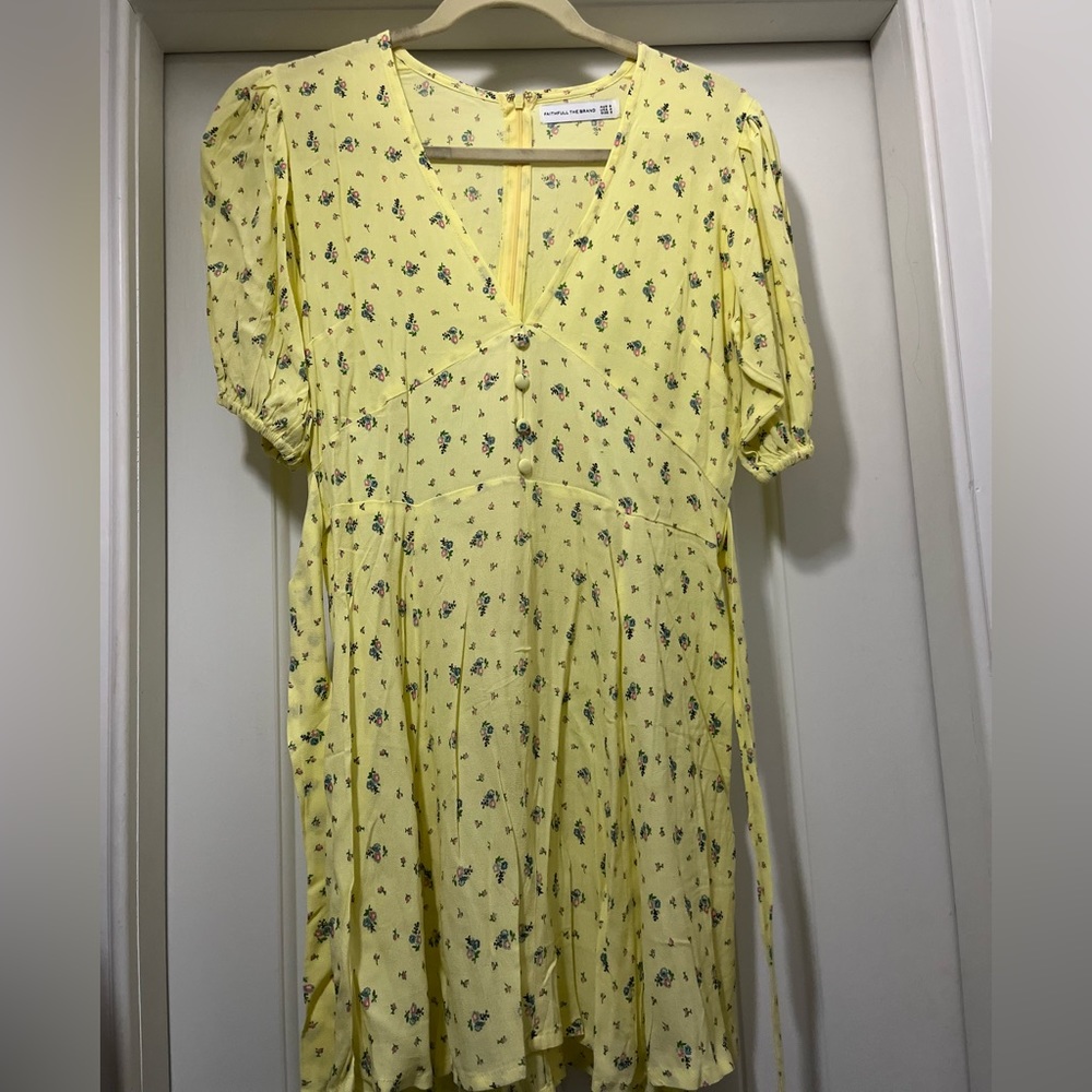 Faithfull the Brand Ditsy Floral Yellow Mini Dress